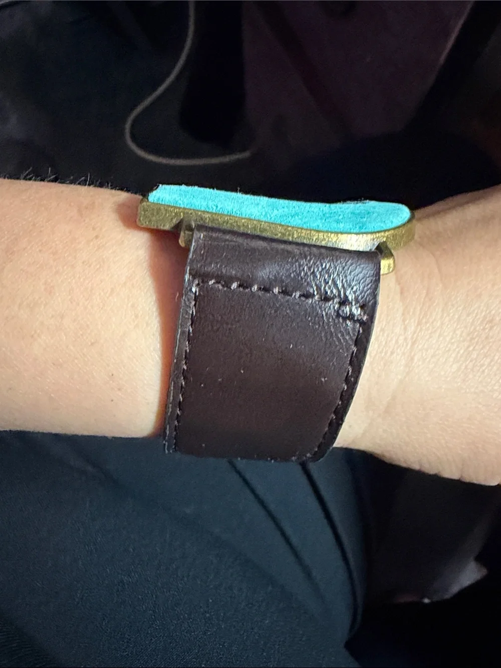 Turquoise Leather Arch Cuff Wristband - Fashion Wearable